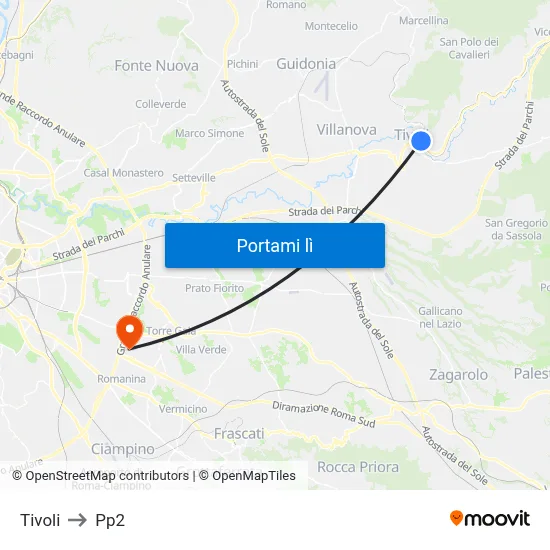 Tivoli to Pp2 map