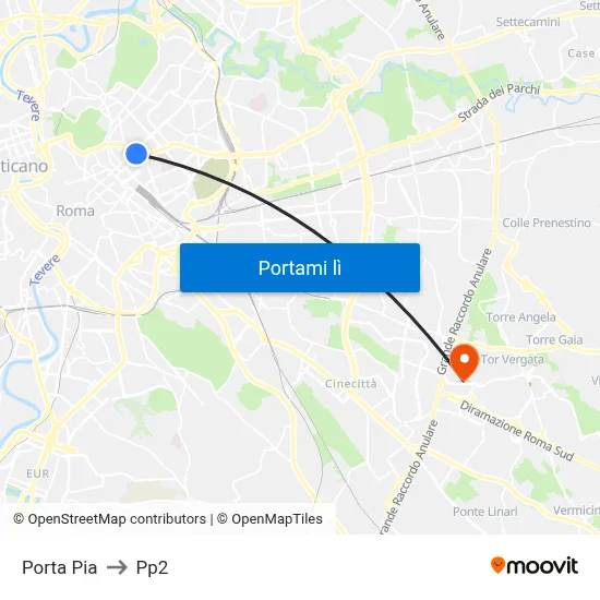 Porta Pia to Pp2 map