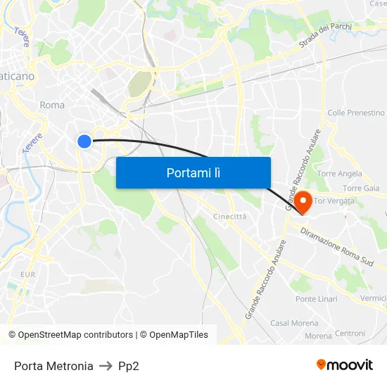 Porta Metronia to Pp2 map