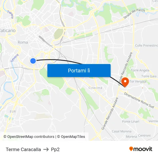 Terme Caracalla to Pp2 map