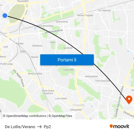 De Lollis/Verano to Pp2 map
