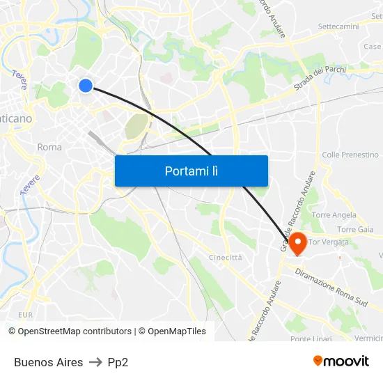 Buenos Aires to Pp2 map
