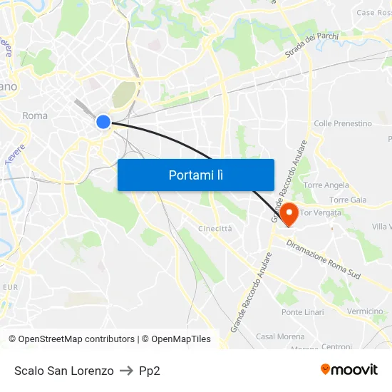 Scalo San Lorenzo to Pp2 map