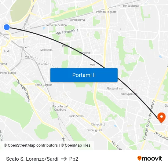 Scalo S. Lorenzo/Sardi to Pp2 map