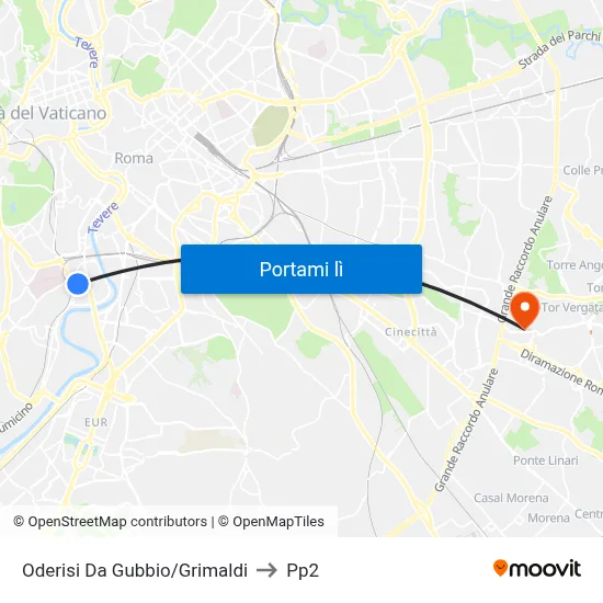 Oderisi Da Gubbio/Grimaldi to Pp2 map
