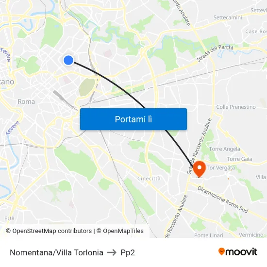 Nomentana/Villa Torlonia to Pp2 map