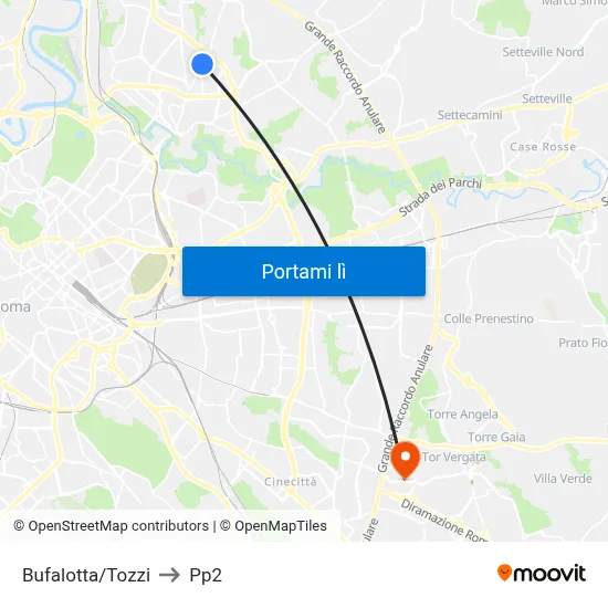 Bufalotta/Tozzi to Pp2 map