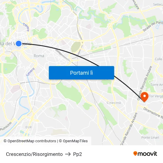 Crescenzio/Risorgimento to Pp2 map
