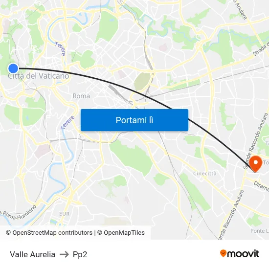 Valle Aurelia to Pp2 map