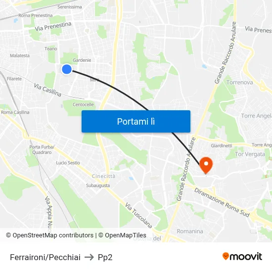 Ferraironi/Pecchiai to Pp2 map
