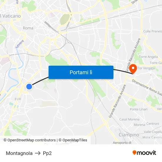 Montagnola to Pp2 map