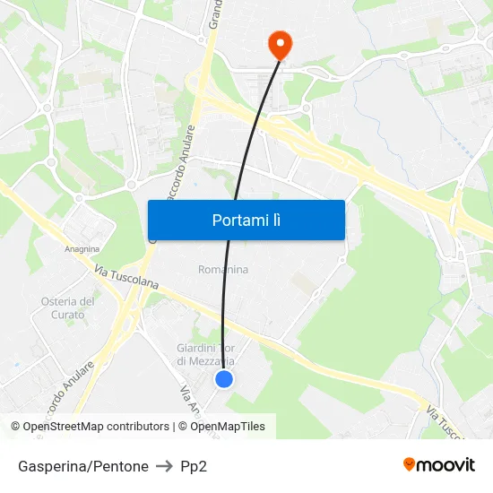 Gasperina/Pentone to Pp2 map