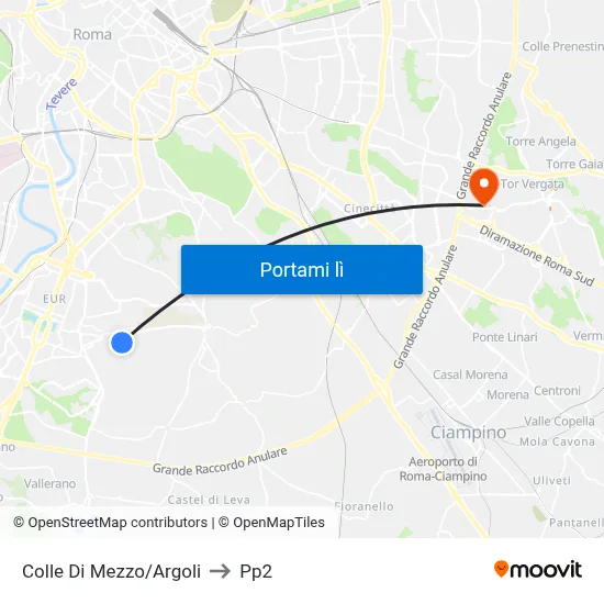 Colle Di Mezzo/Argoli to Pp2 map