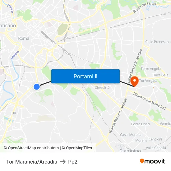 Tor Marancia/Arcadia to Pp2 map