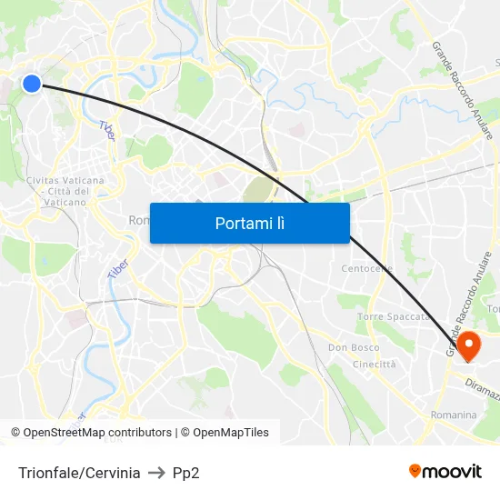 Trionfale/Cervinia to Pp2 map