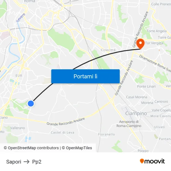 Sapori to Pp2 map