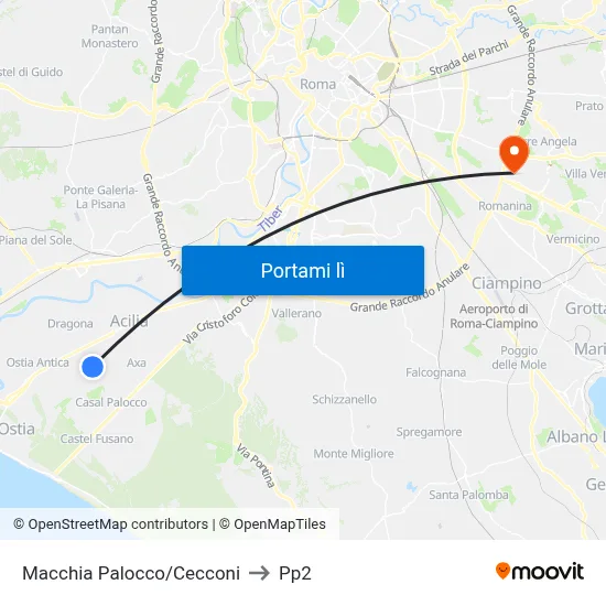 Macchia Palocco/Cecconi to Pp2 map