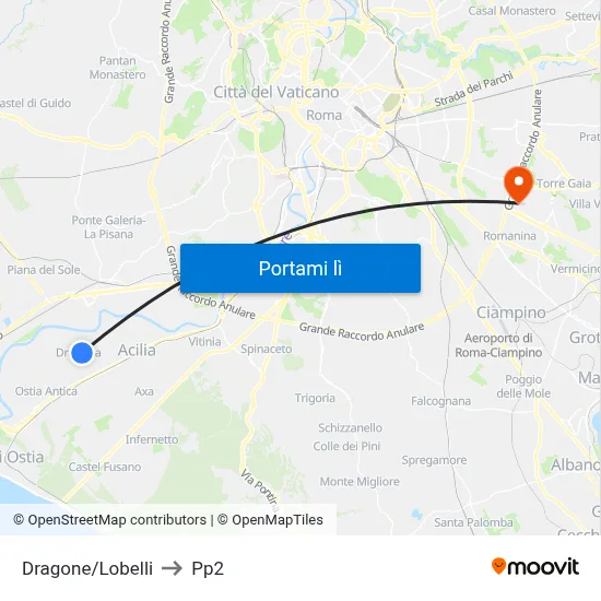 Dragone/Lobelli to Pp2 map