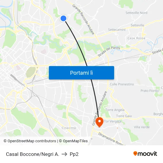 Casal Boccone/Negri A. to Pp2 map