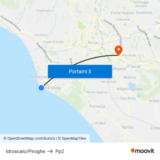 Idroscalo/Piroghe to Pp2 map