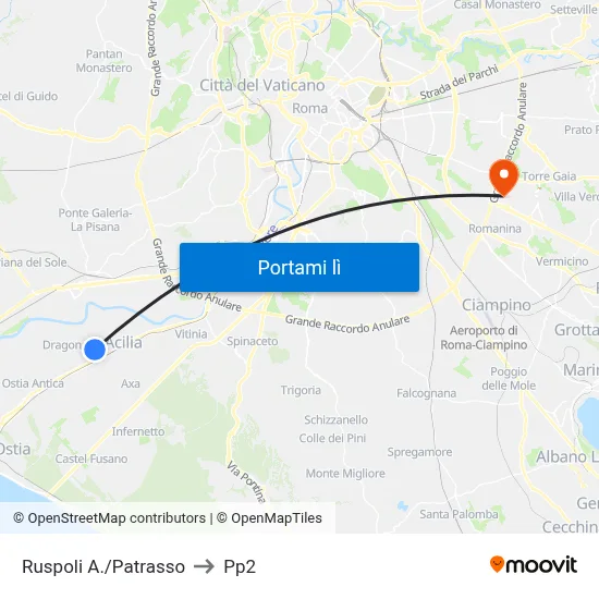 Ruspoli A./Patrasso to Pp2 map