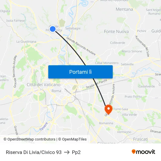 Riserva Di Livia/Civico 93 to Pp2 map