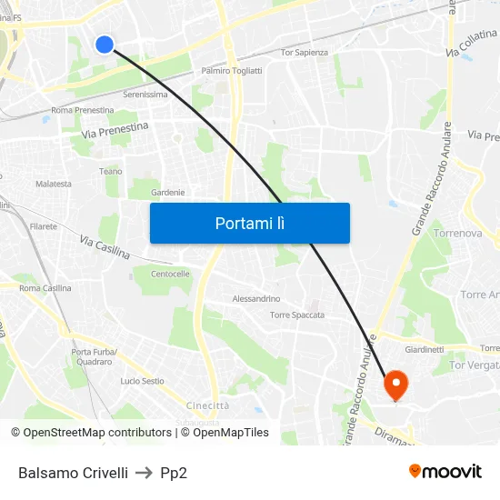Balsamo Crivelli to Pp2 map