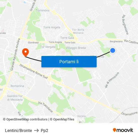 Lentini/Bronte to Pp2 map