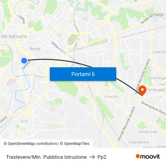 Trastevere/Min. Pubblica Istruzione to Pp2 map