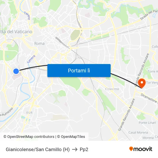 Gianicolense/San Camillo (H) to Pp2 map