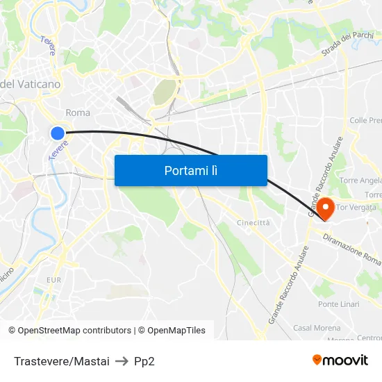 Trastevere/Mastai to Pp2 map