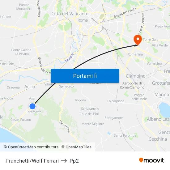 Franchetti/Wolf Ferrari to Pp2 map