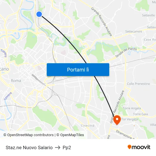 Staz.ne Nuovo Salario to Pp2 map