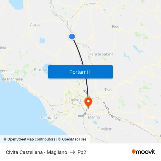 Civita Castellana - Magliano to Pp2 map