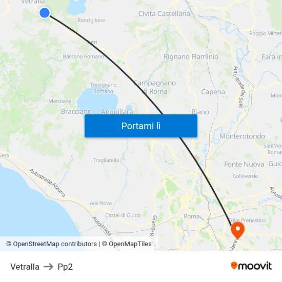 Vetralla to Pp2 map