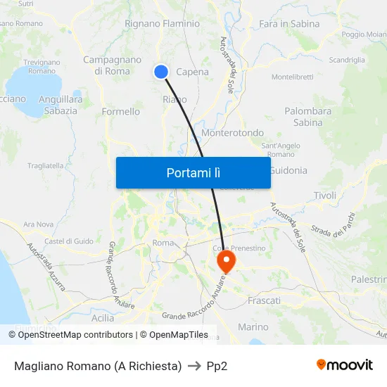 Magliano Romano (A Richiesta) to Pp2 map