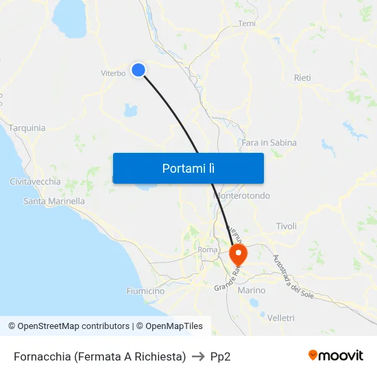 Fornacchia (Fermata A Richiesta) to Pp2 map