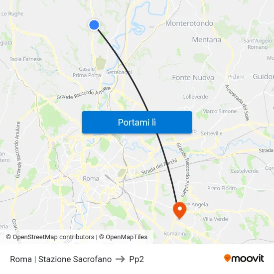 Roma | Stazione Sacrofano to Pp2 map