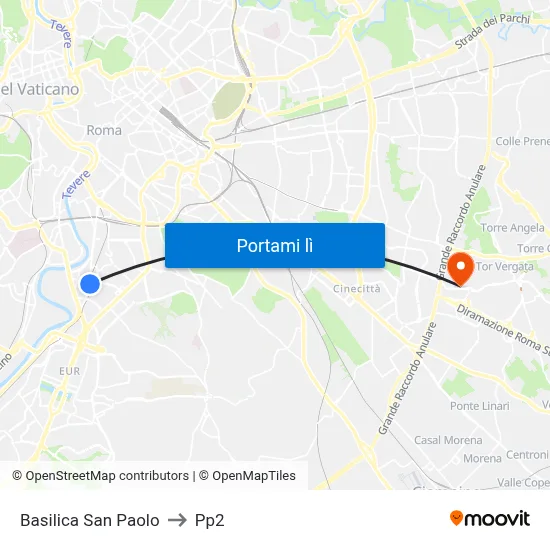 Basilica San Paolo to Pp2 map