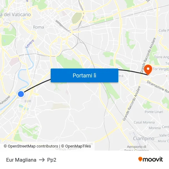 Eur Magliana to Pp2 map