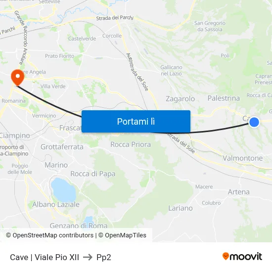 Cave | Viale Pio XII to Pp2 map