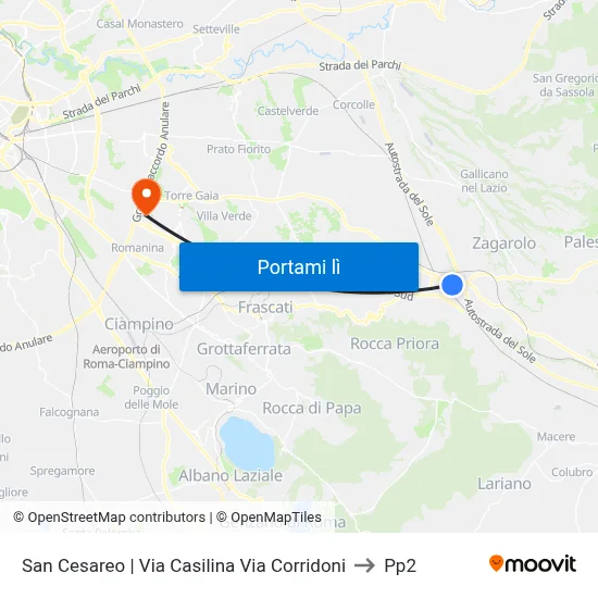San Cesareo | Via Casilina Via Corridoni to Pp2 map