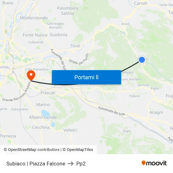 Subiaco | Piazza Falcone to Pp2 map