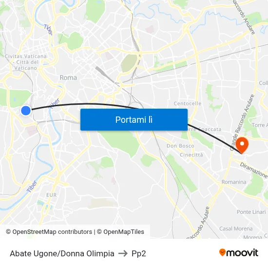 Abate Ugone/Donna Olimpia to Pp2 map