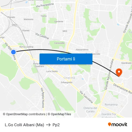 L.Go Colli Albani (Ma) to Pp2 map