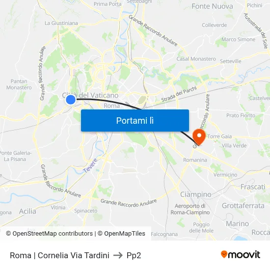 Roma | Cornelia Via Tardini to Pp2 map