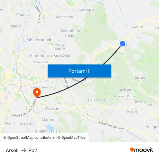 Arsoli to Pp2 map