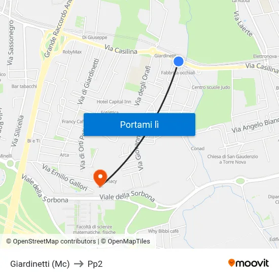 Giardinetti (Mc) to Pp2 map