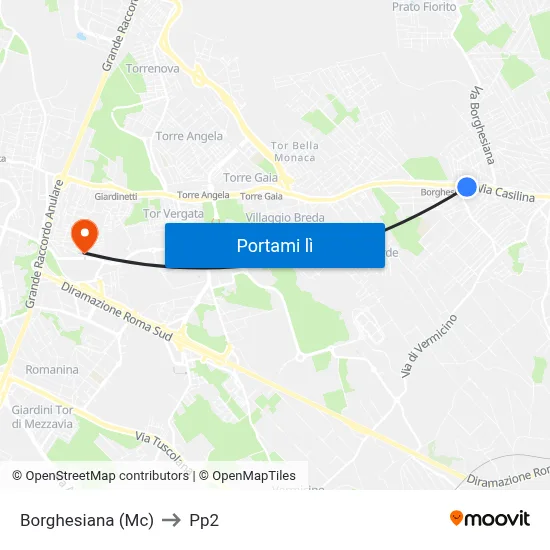Borghesiana (Mc) to Pp2 map
