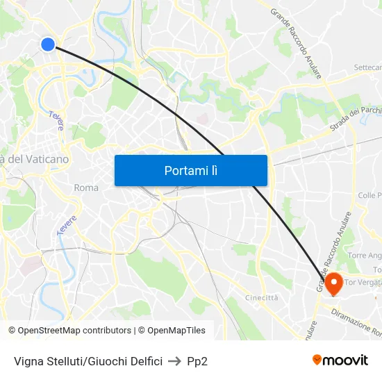 Vigna Stelluti/Giuochi Delfici to Pp2 map